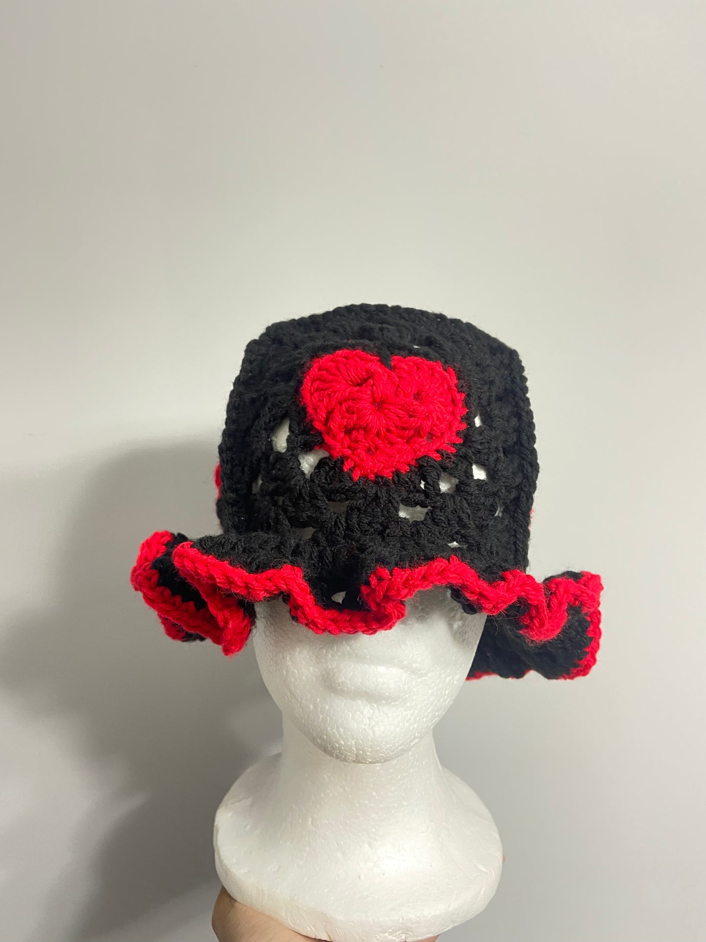 Crochet Heart Bucket Hat