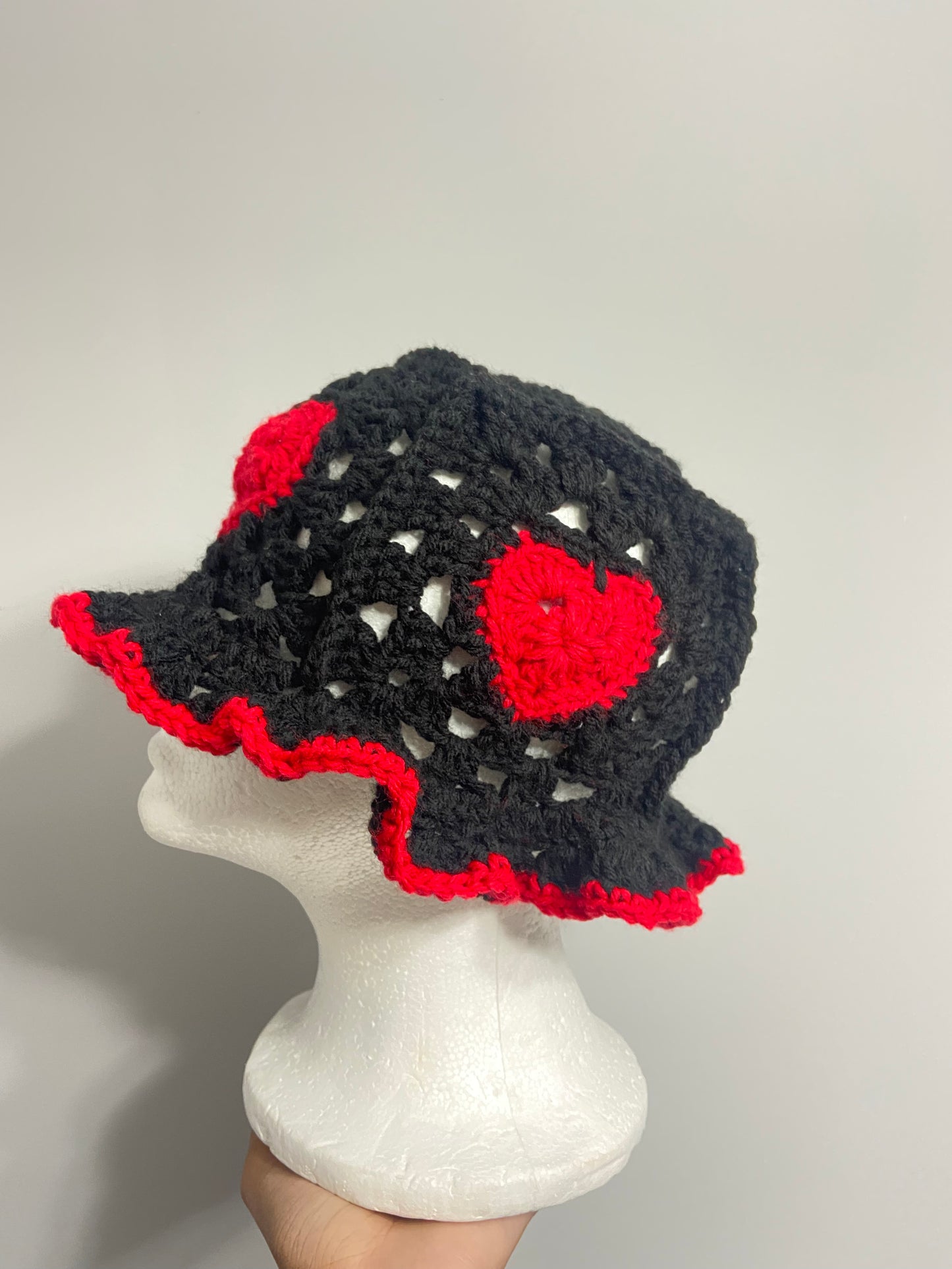 Crochet Heart Bucket Hat